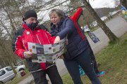 Councillor Shonny Paterson and Fiona Jackson checking out new walk leaflet